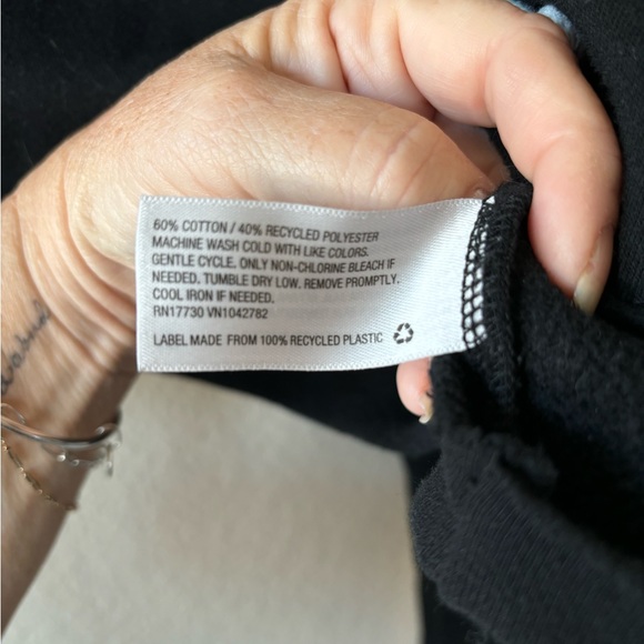 Wild Fable Women Extra Large Solid Ebony Cropped Hoodie Sweatshirt White Strings - Picture 3 of 6